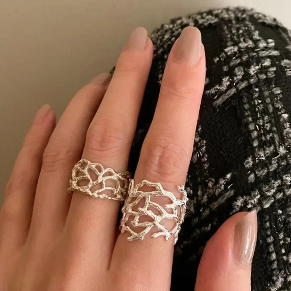 Minimalist 925 Sterling Silver Geometric Wrap Ring Unique Statement Ring